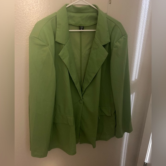 Green two piece suit. Blazer and bell bottom pants. Bought from SHEIN. - Picture 1 of 3